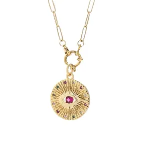 Eye Necklace Zirconia Gold Multi Color