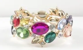 Fancy Elegant Large Multi Color Stone Stretch Bracelet