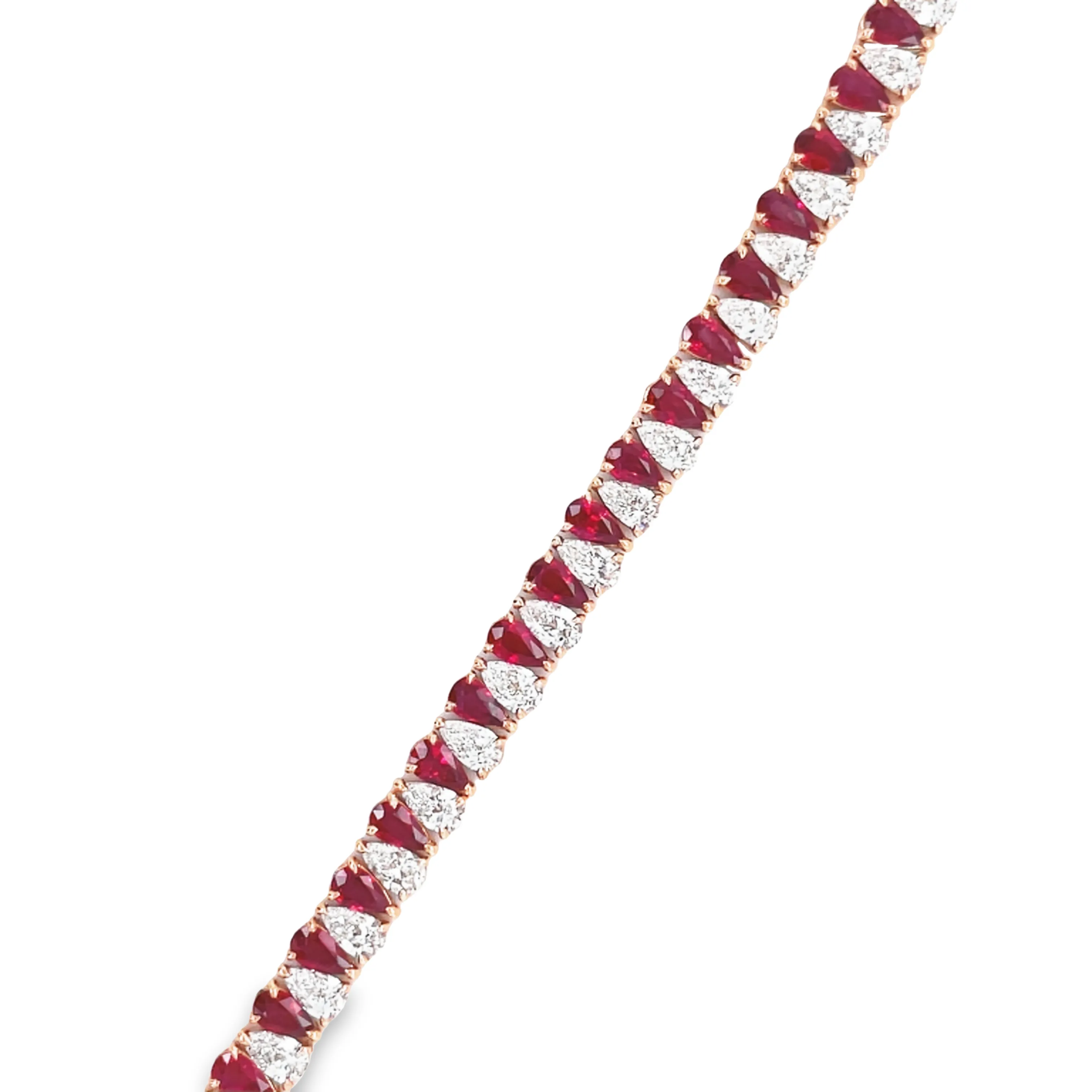 Fine Diamond & Ruby Pear Shape Bracelet