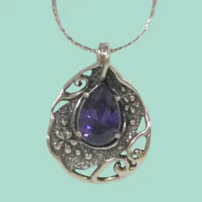 Floral Necklace 925 Sterling Silver set with Amethyst Zircon