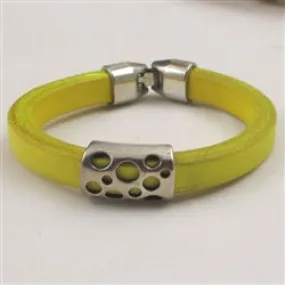 Florescent Yellow Genuine Leather Bracelet