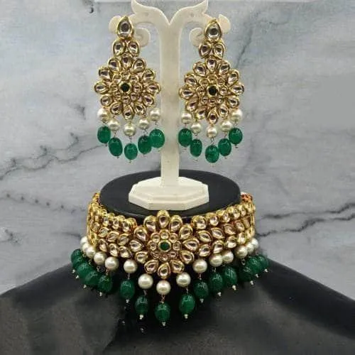 Flower Kundan Choker And Earring Set