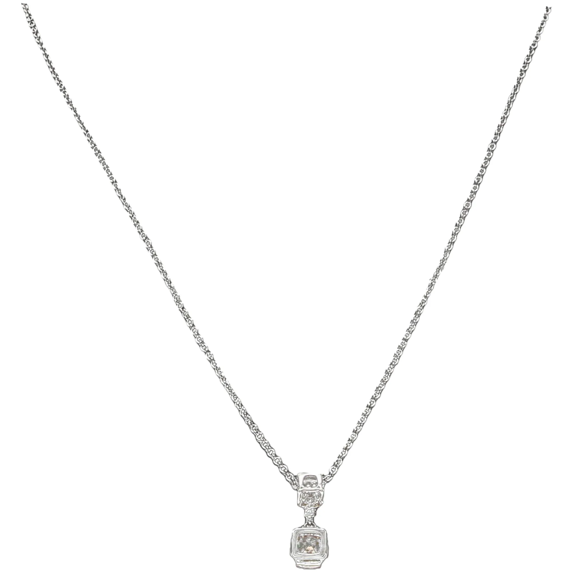 Friend Light Champagne 16.5"-18.5" White Gold Plated Necklace with Cubic Zirconia Stones