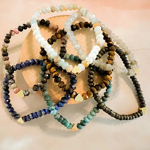 Gemma Heart: Gemstone Heart Stretch Bracelet