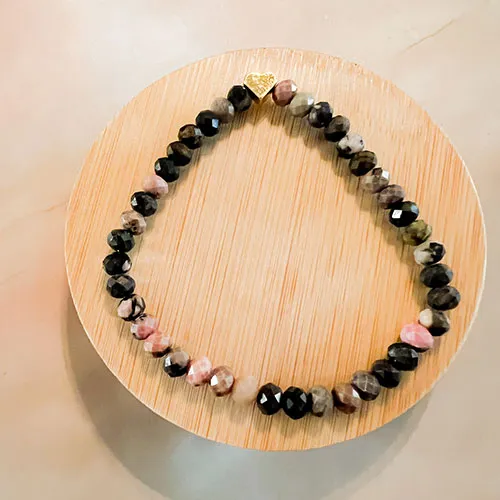 Gemma Heart: Gemstone Heart Stretch Bracelet