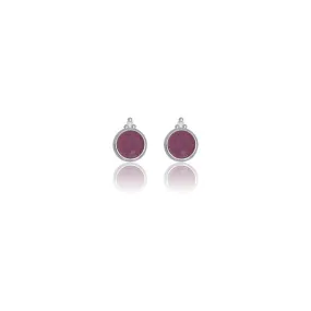 Georgini Natural Ruby and Two Natural Diamond July Earrings - Silver