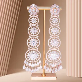 Gigi Long Statement Chandelier Earrings Rose Gold- Jaipur Rose Modern Luxury Designer Indian Jewelry