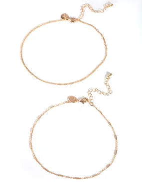 Gold Bar Chain Choker Pack