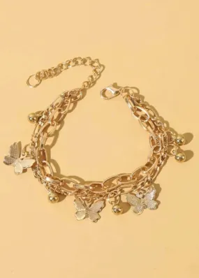 Gold Butterfly Charm Bracelet