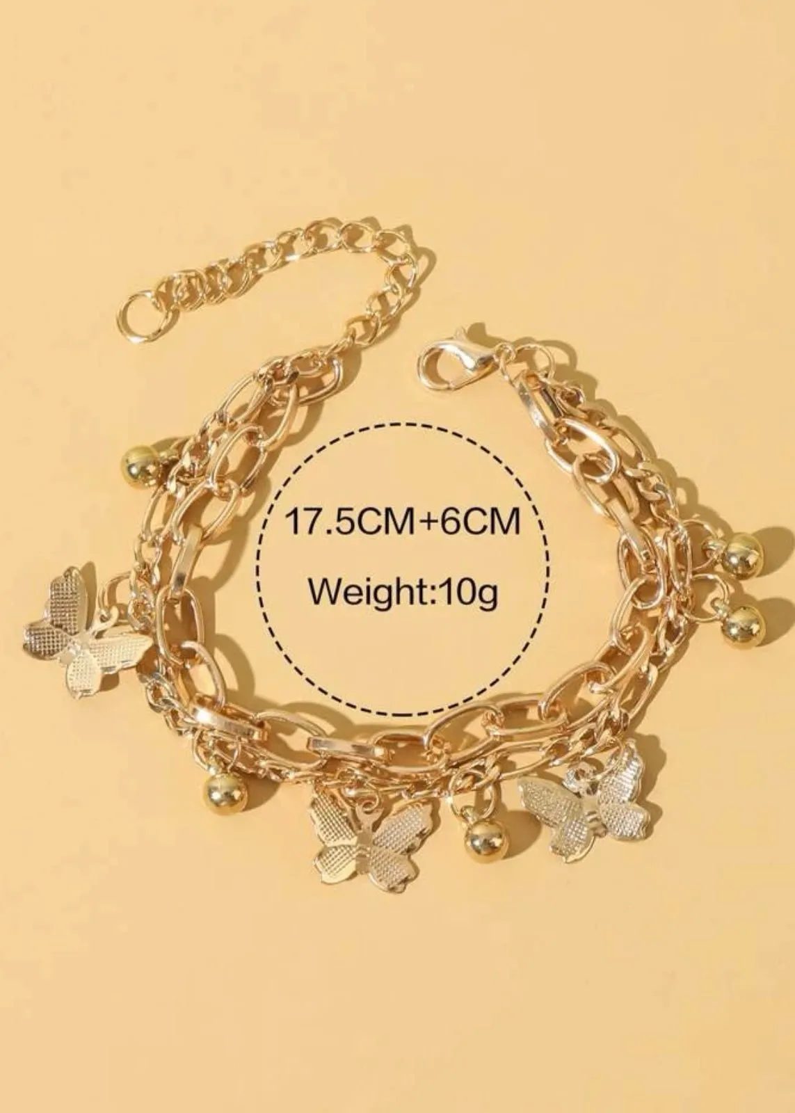 Gold Butterfly Charm Bracelet