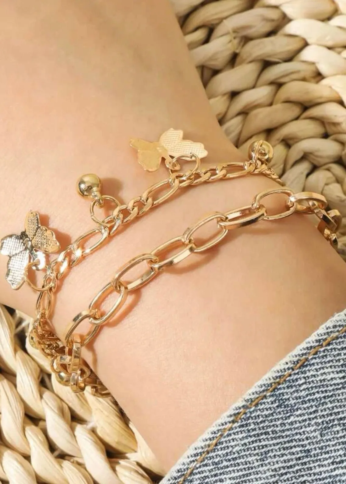 Gold Butterfly Charm Bracelet