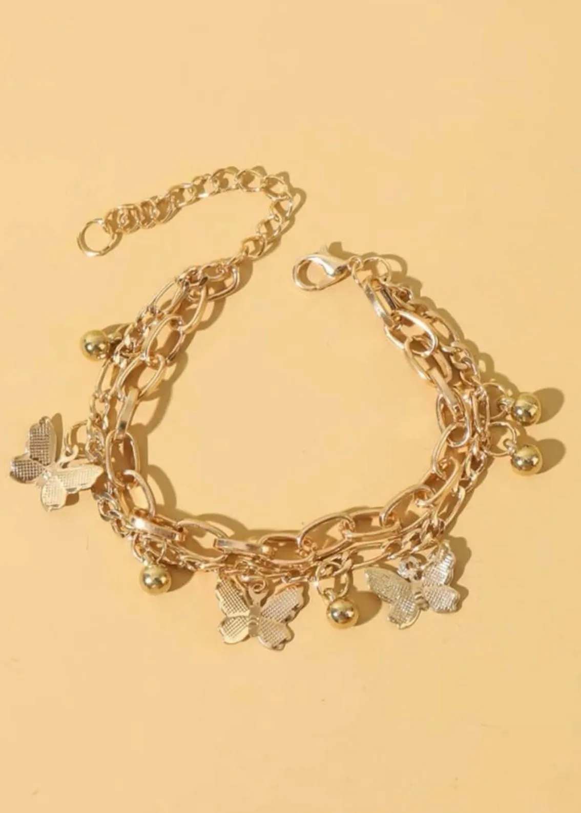 Gold Butterfly Charm Bracelet