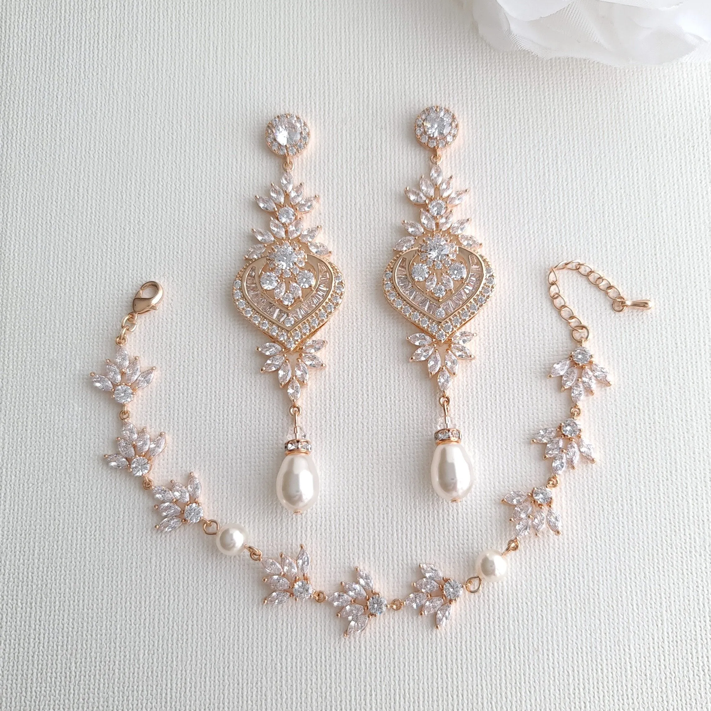 Gold Earrings and Bracelet Set- Rosa