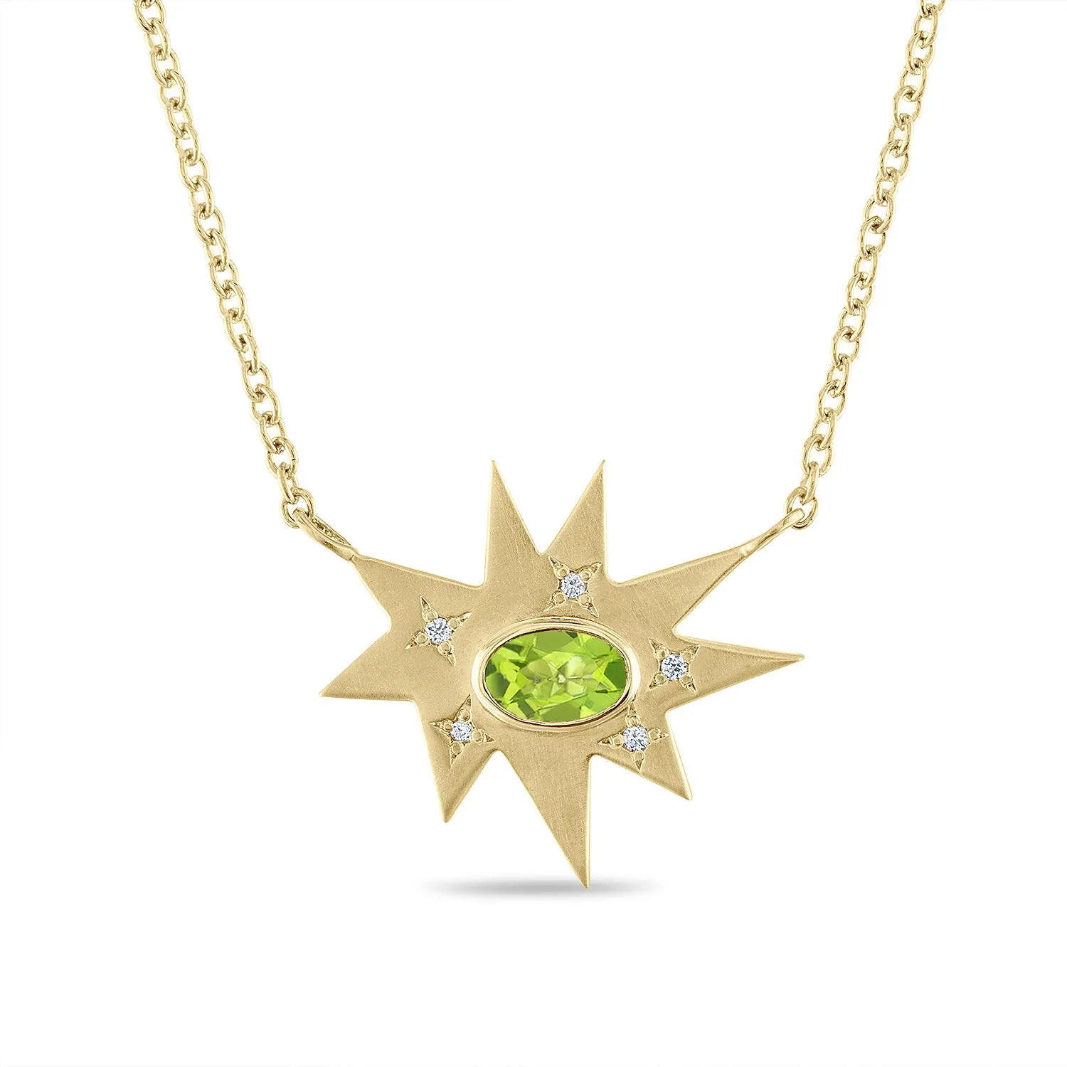 Gold Midi KAPOW! Necklace: Peridot