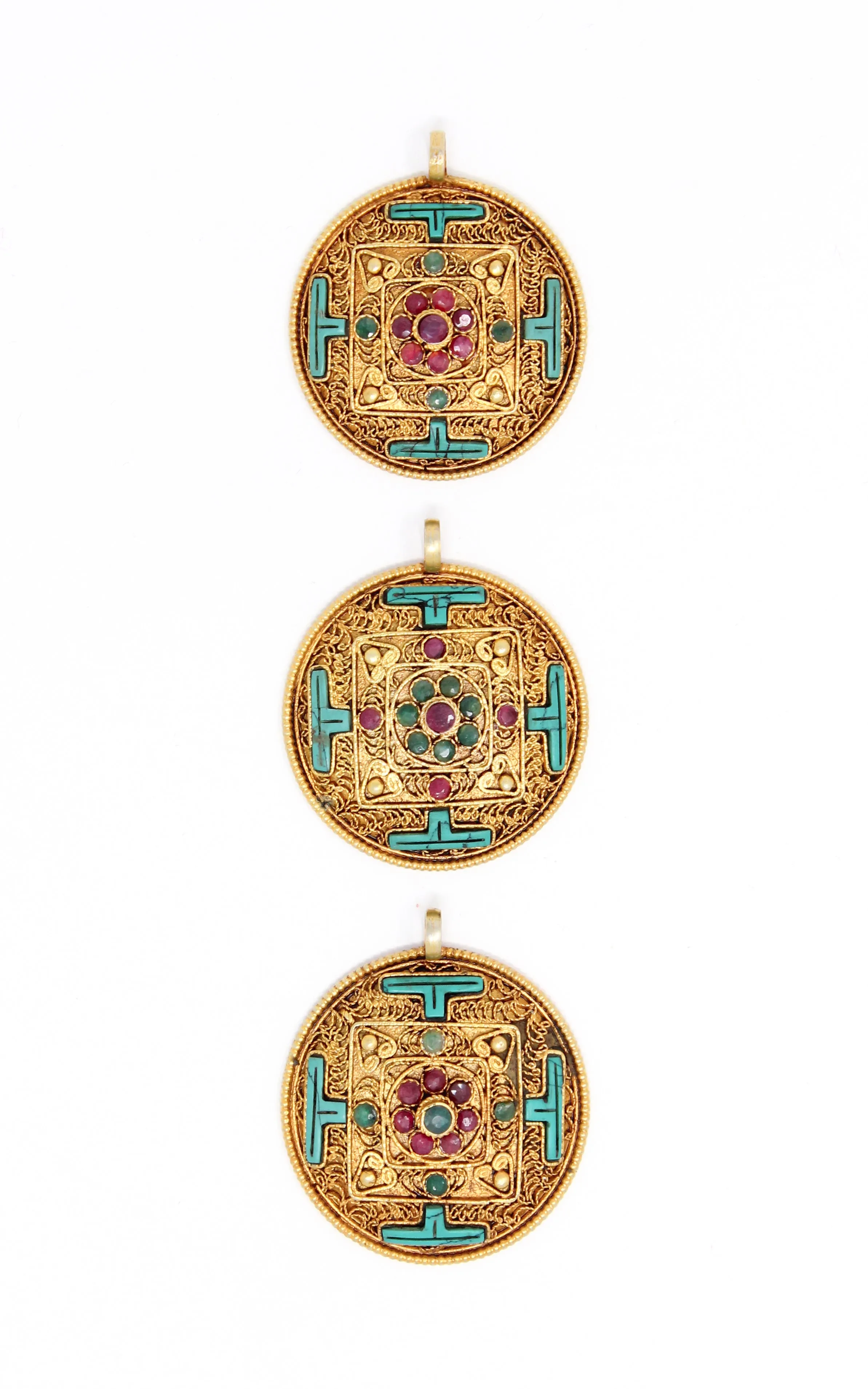 Gold Plated Turquoise Mandala Pendant