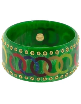 Green and Multicolor Bakelite Circle Bangle