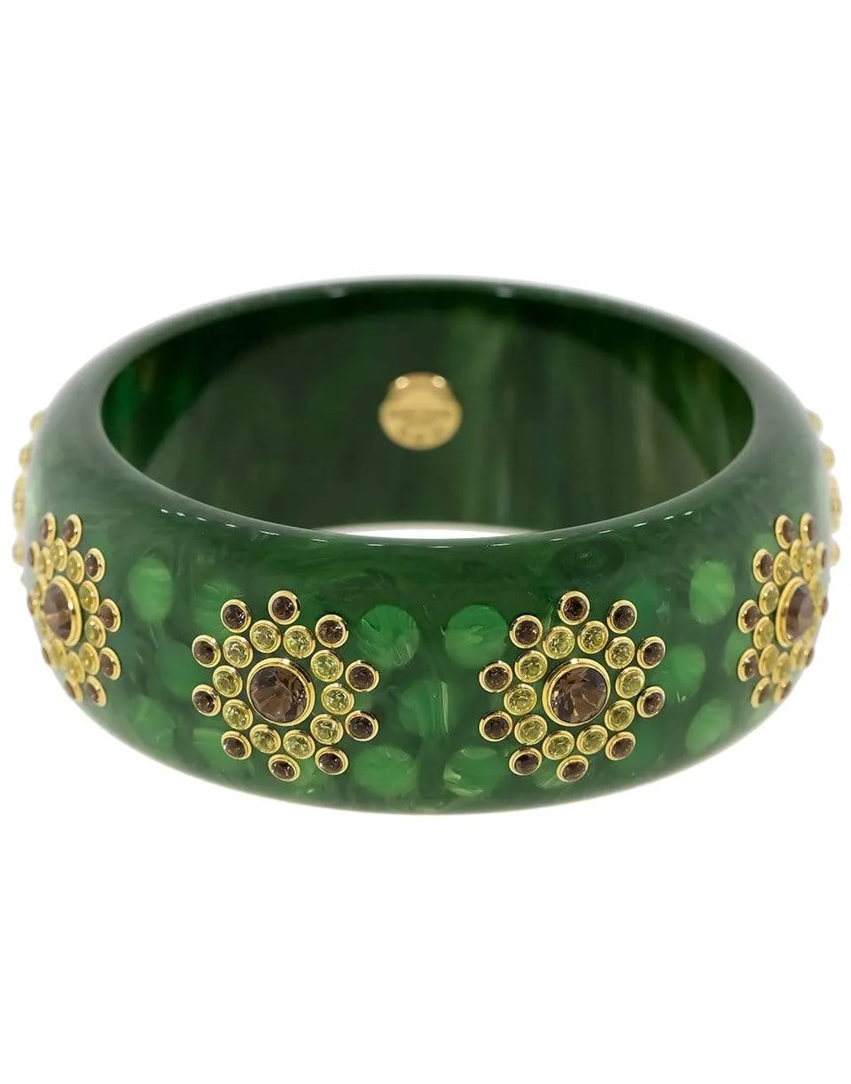 Green Peridot and Smoke Quartz Bakelite Bangle