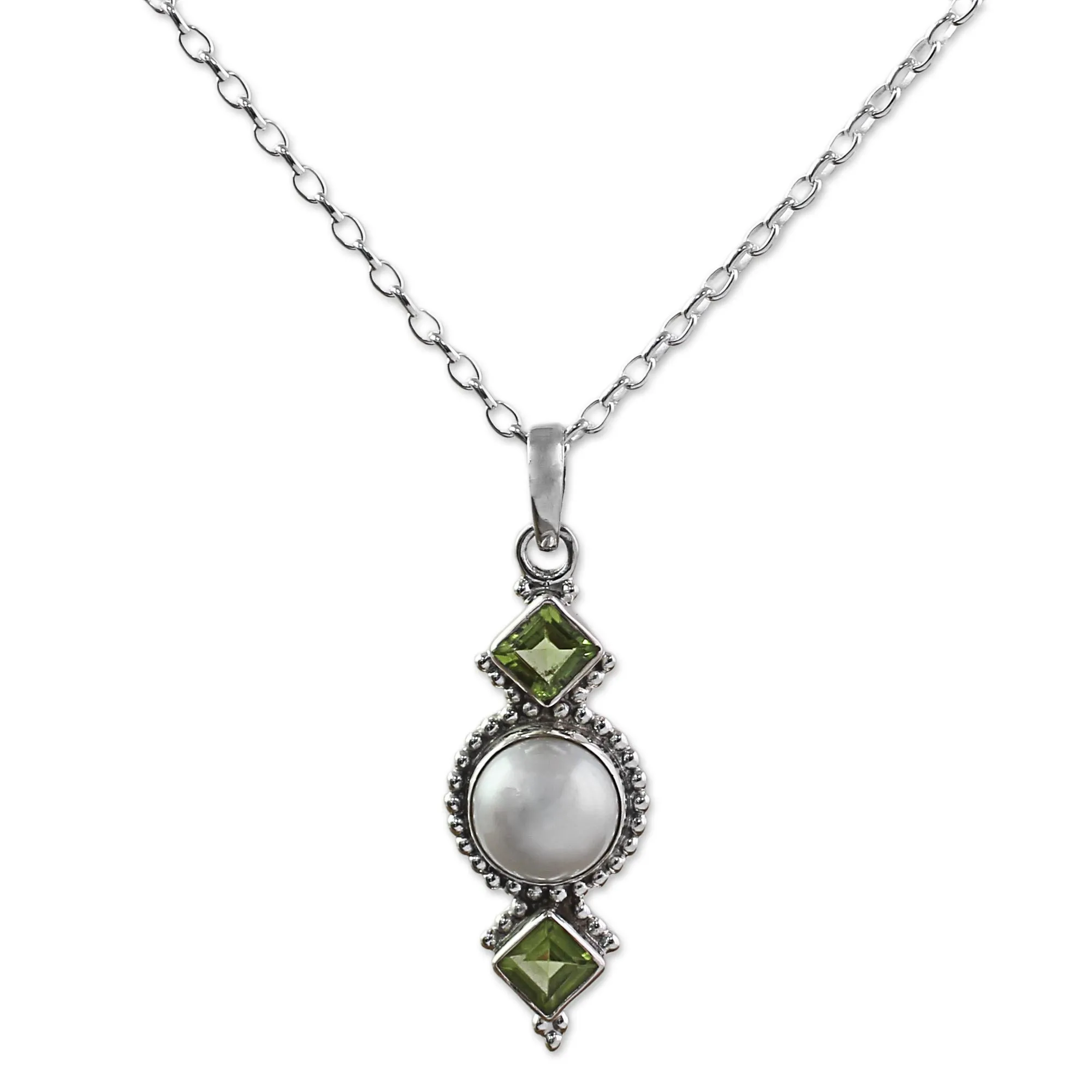 Green Rays Sterling Silver Pendant Necklace