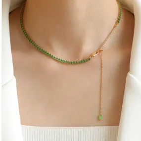 Green Zircon Adjustable Necklace