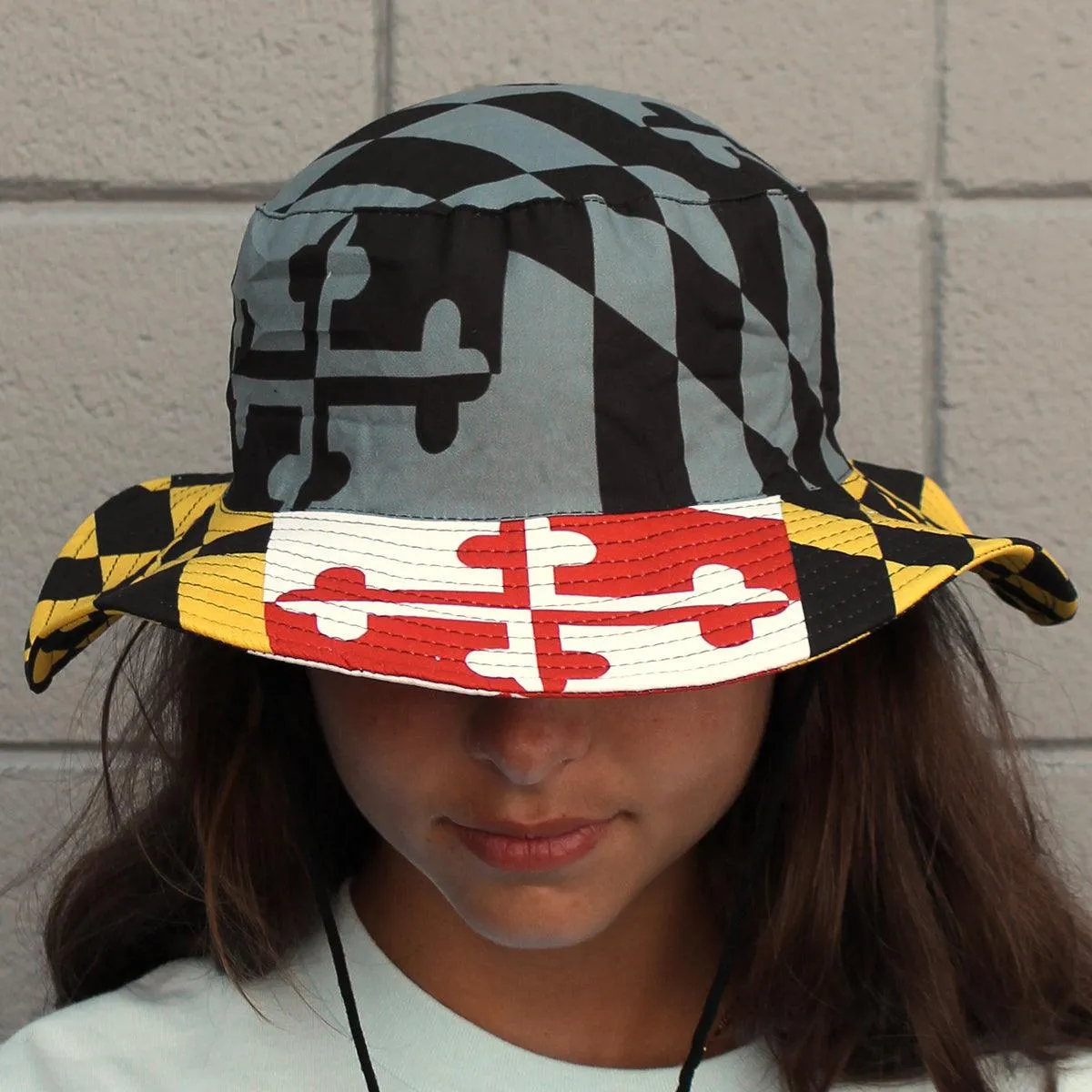 Greyscale with Maryland Flag Rim / Bucket Hat