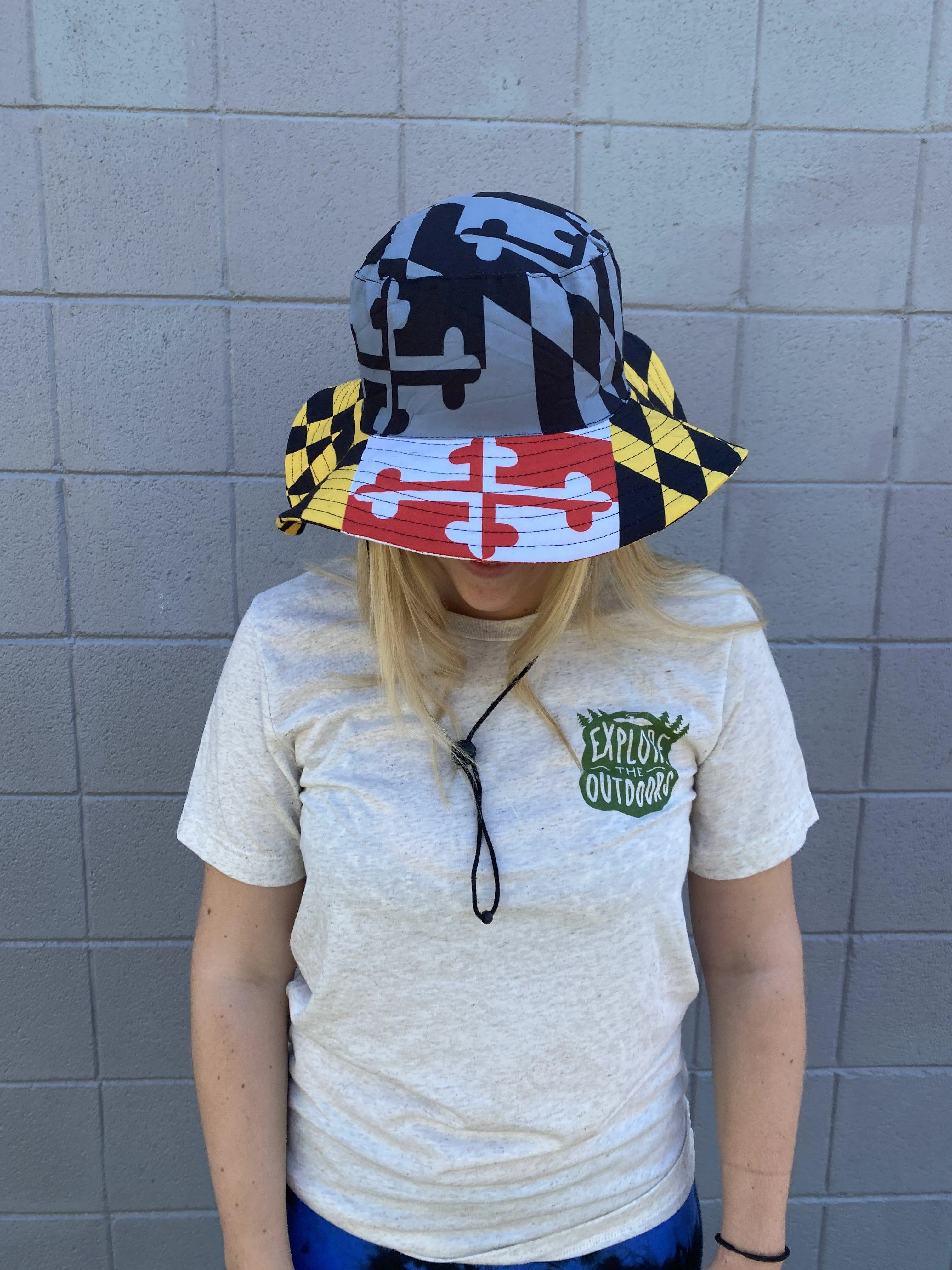 Greyscale with Maryland Flag Rim / Bucket Hat