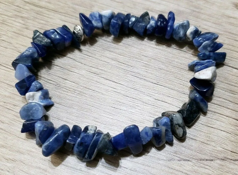 Hand Crafted, All Natural Freeform Sodalite Gemstone Stretch Bracelet. One size fits most