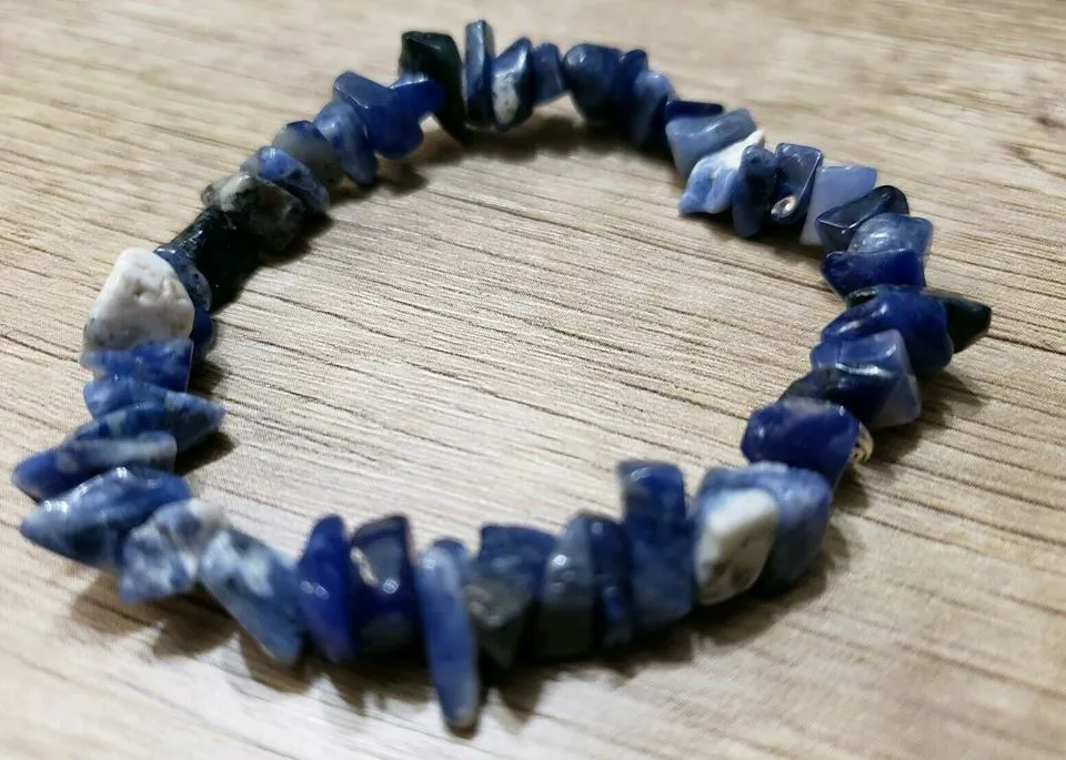 Hand Crafted, All Natural Freeform Sodalite Gemstone Stretch Bracelet. One size fits most