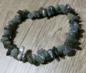 Hand Crafted, Natural Freeform Labradorite Bead Stretch Bracelet. One size fits most