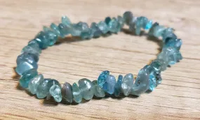 Hand Crafted Natural, Freeform Madagascar Paraiba Apatite Gemstone Stretch Bracelet. One size fits most