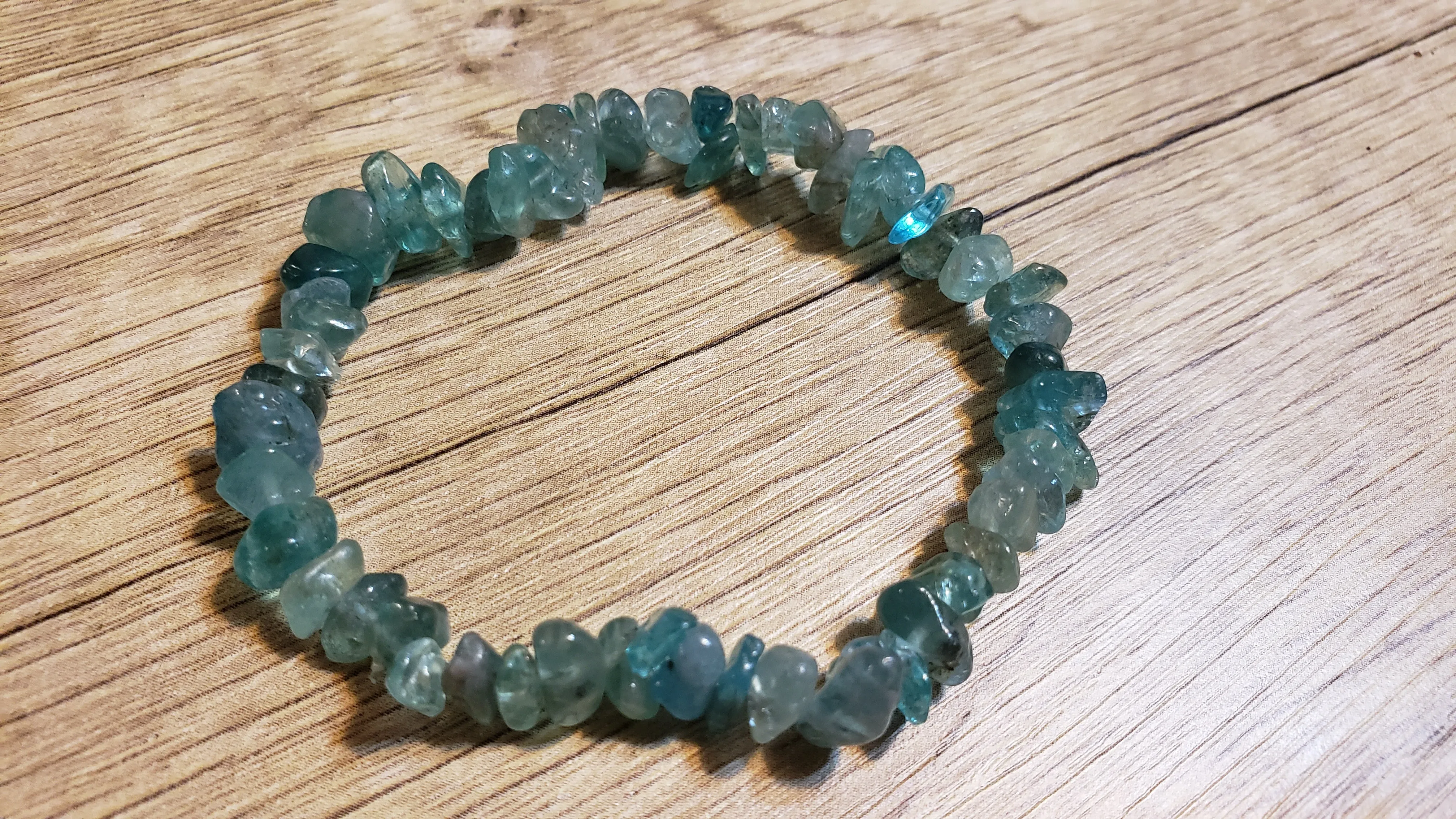 Hand Crafted Natural, Freeform Madagascar Paraiba Apatite Gemstone Stretch Bracelet. One size fits most