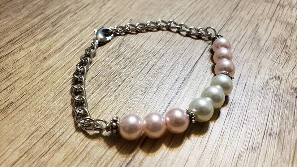 Hand Crafted Swarovski Pearls & Chain Bracelet. Adjustable to 8" with Lobster Claw Clasp