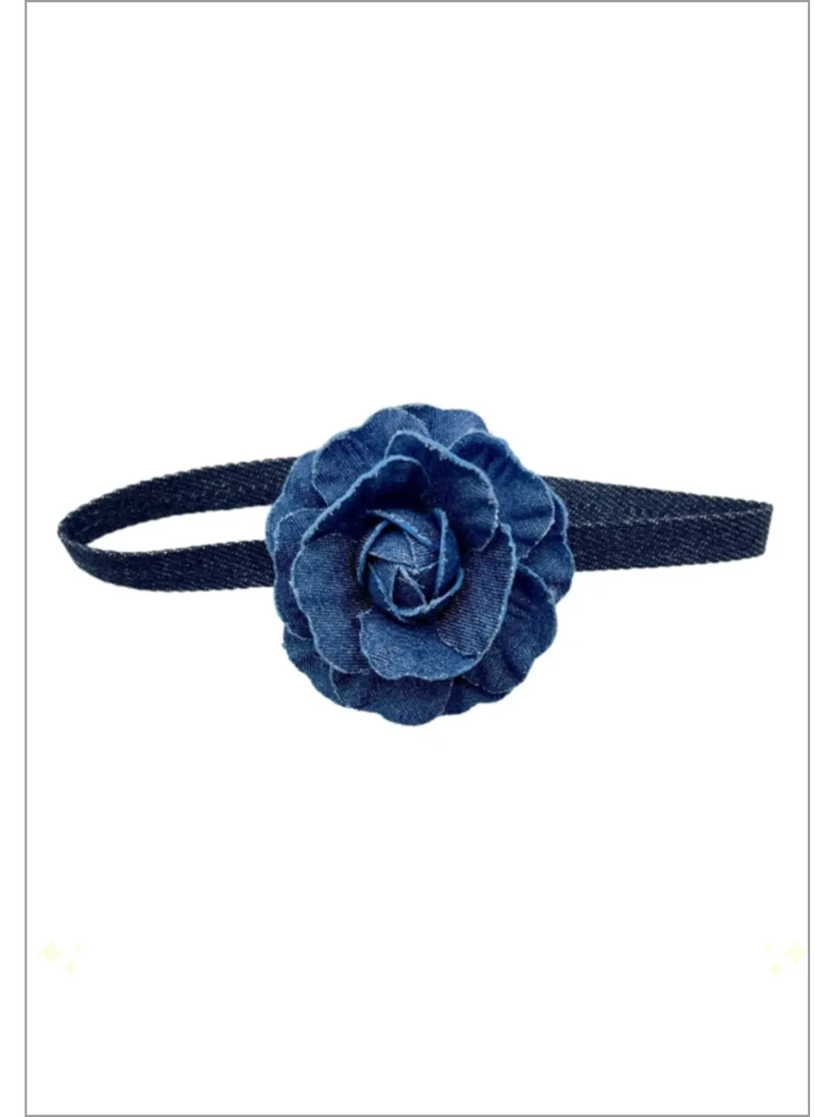 Having A Moment Denim Rose Choker Necklace