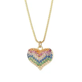 Heart Necklace Zirconia Multi Color