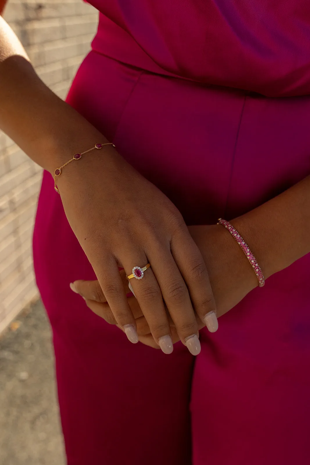 Heidi, Pave Ruby Diamond Bracelet 14k Yellow Gold