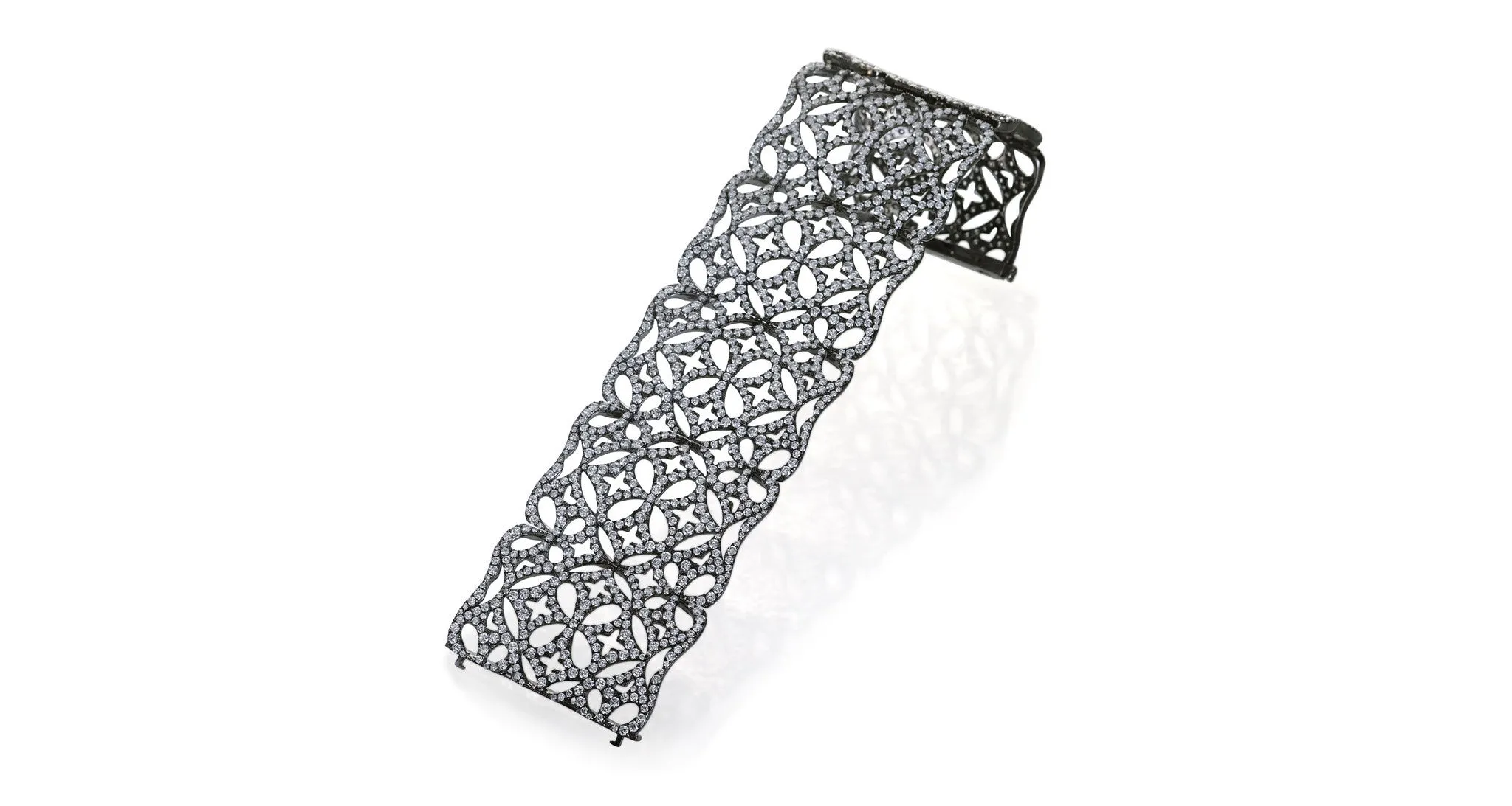 Hinged Lattice Diamond Gate Bracelet