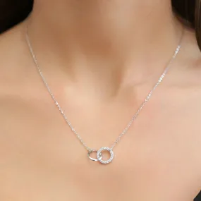 HOOKED - Silver Dainty Chain with Two intertwined circles Necklace