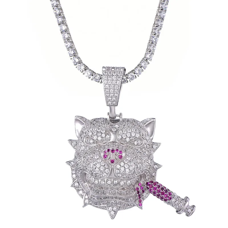 Ice Shark. Zircon CZ Dog Necklace