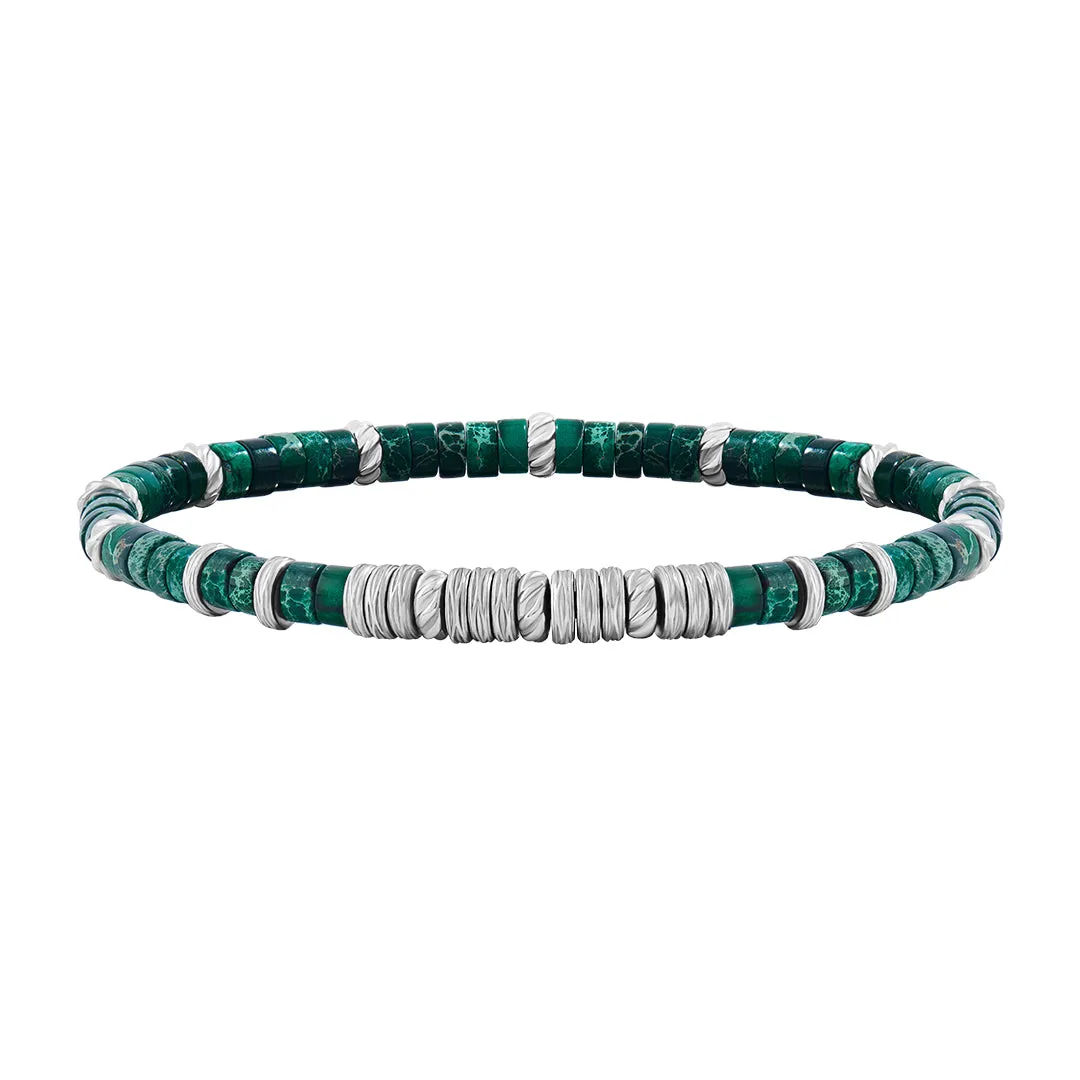 Jasper Heishi Beaded Bracelet - Solid Silver