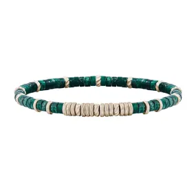 Jasper Heishi Beaded Bracelet - Solid Silver