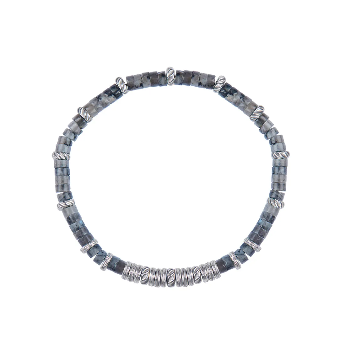 Jasper Heishi Beaded Bracelet - Solid Silver