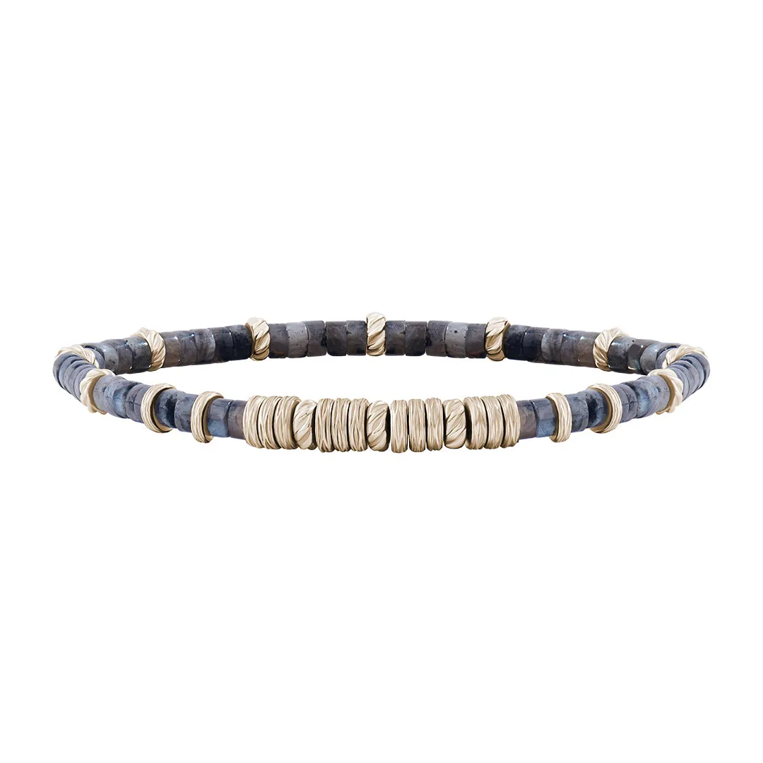 Jasper Heishi Beaded Bracelet - Solid Silver