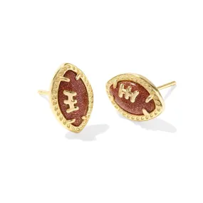 Kendra Scott | Football Gold Stud Earrings in Orange Goldstone