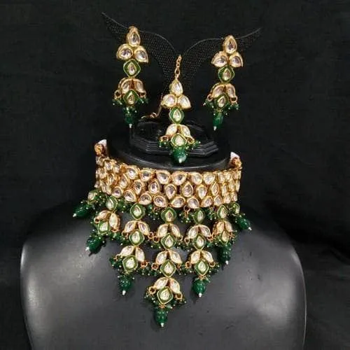 Kundan Choker Leaf Tassel Necklace Set