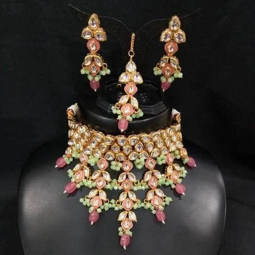 Kundan Choker Leaf Tassel Necklace Set