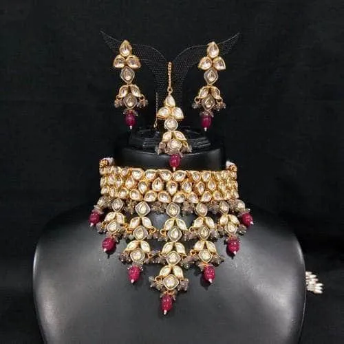 Kundan Choker Leaf Tassel Necklace Set