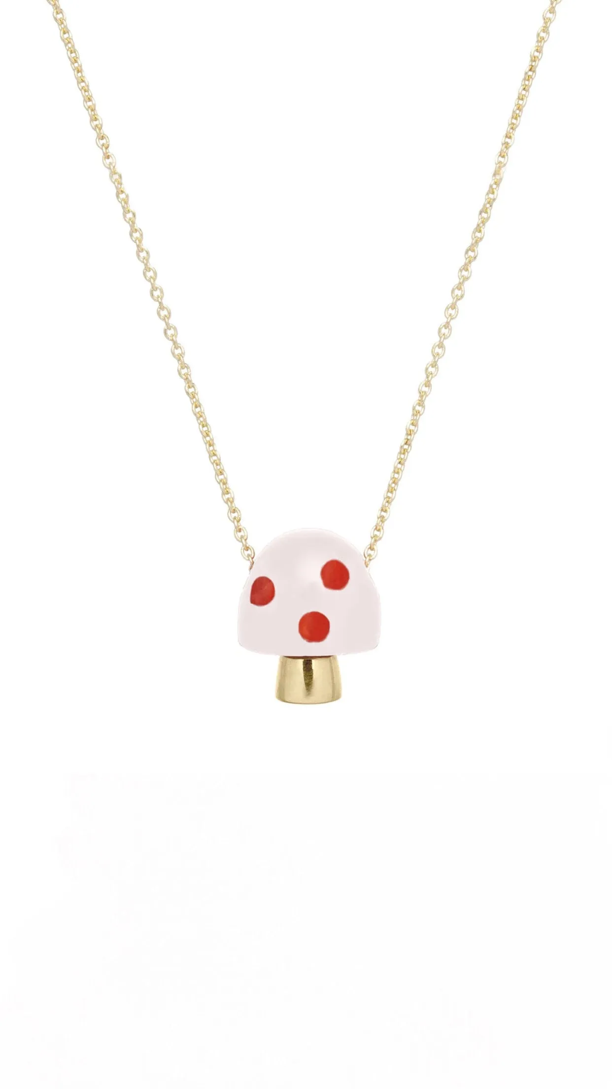 L'amanita Necklace in Yellow Gold with White and Red Enamel