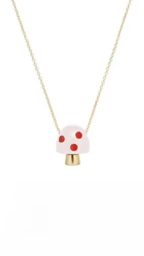 L'amanita Necklace in Yellow Gold with White and Red Enamel