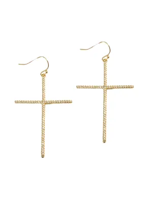 Large CZ Cross Earrings