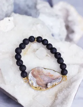 LAVA BEADS/ QUARTZ BRACELET- 0702