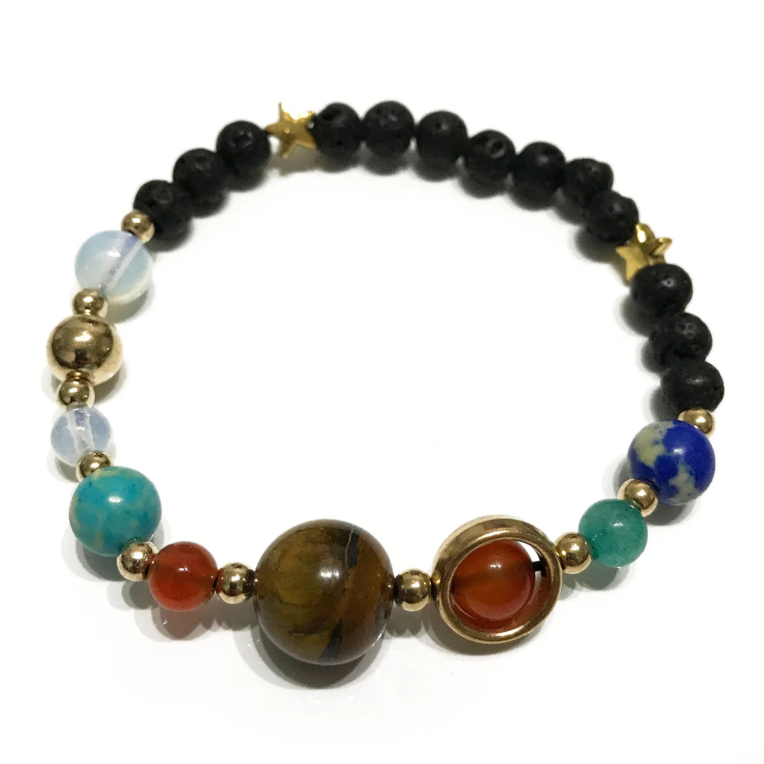 Lava Stone Bracelet - Gold Solar System | Celestial Jewelry | Buy Now